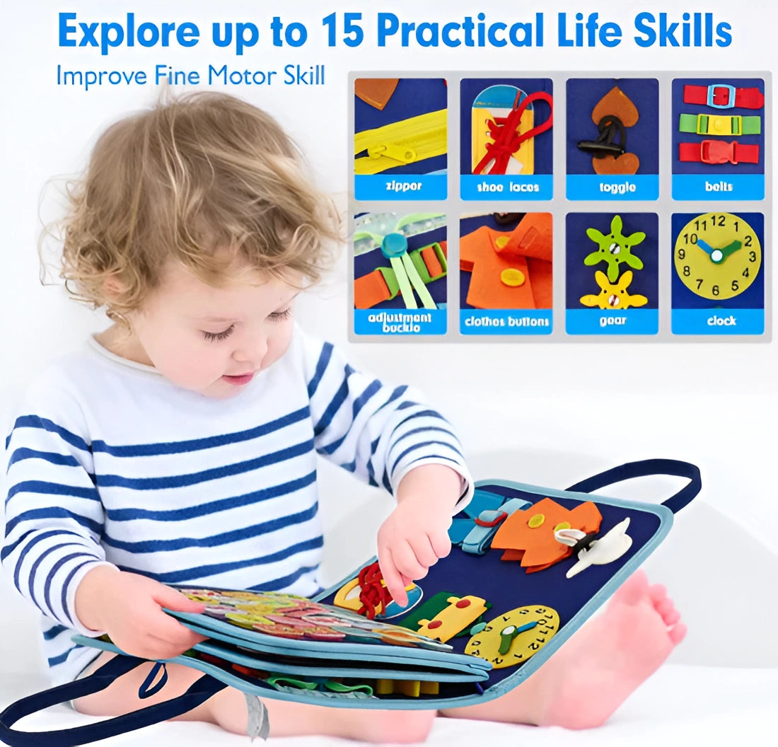 Educational Busy Book for Toddlers – Montessori Learning Toy for Fine Motor Skills, Daily Routine & Early Development
