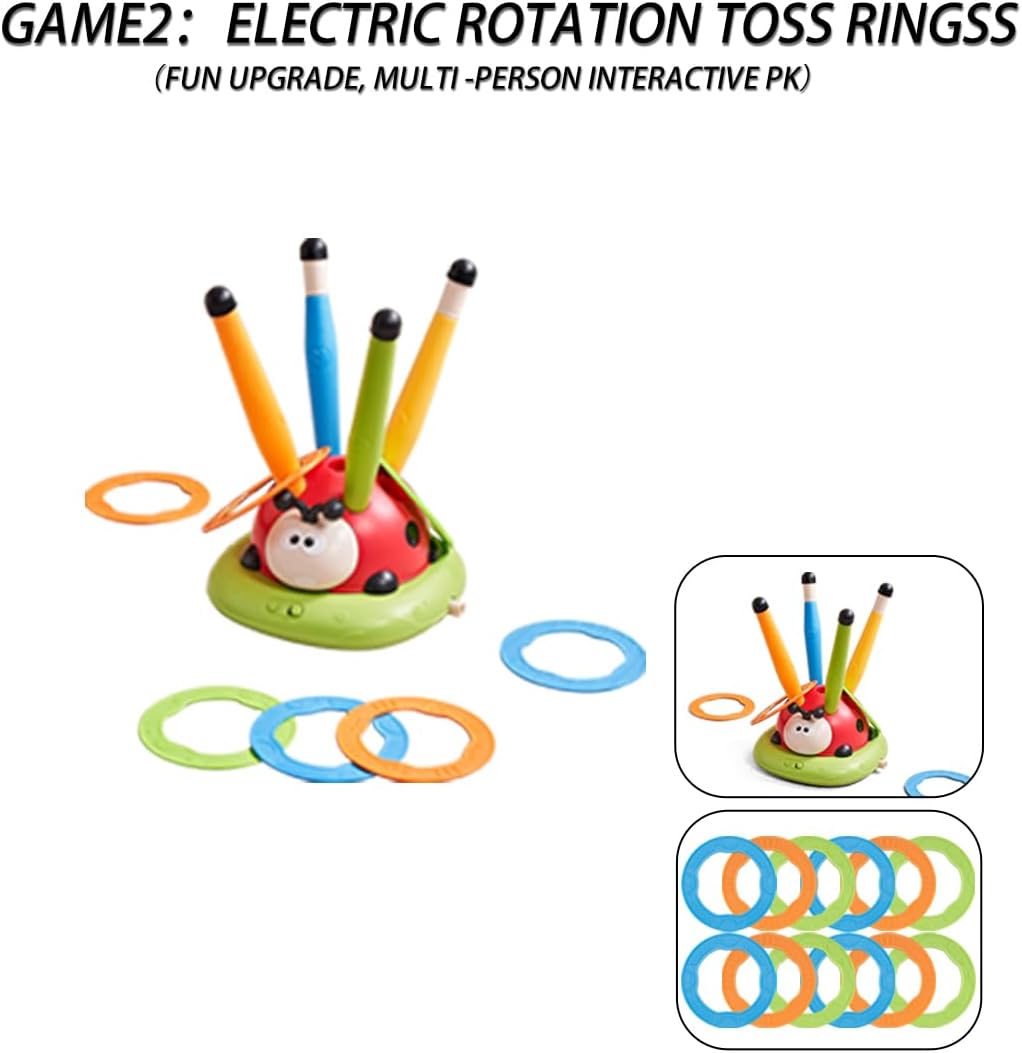 3-in-1 Musical Jump Game, Toss Ring & Rocket Launcher Toy | Indoor & Outdoor Active Game for Kids Ages 4–12 🎵🚀🎯