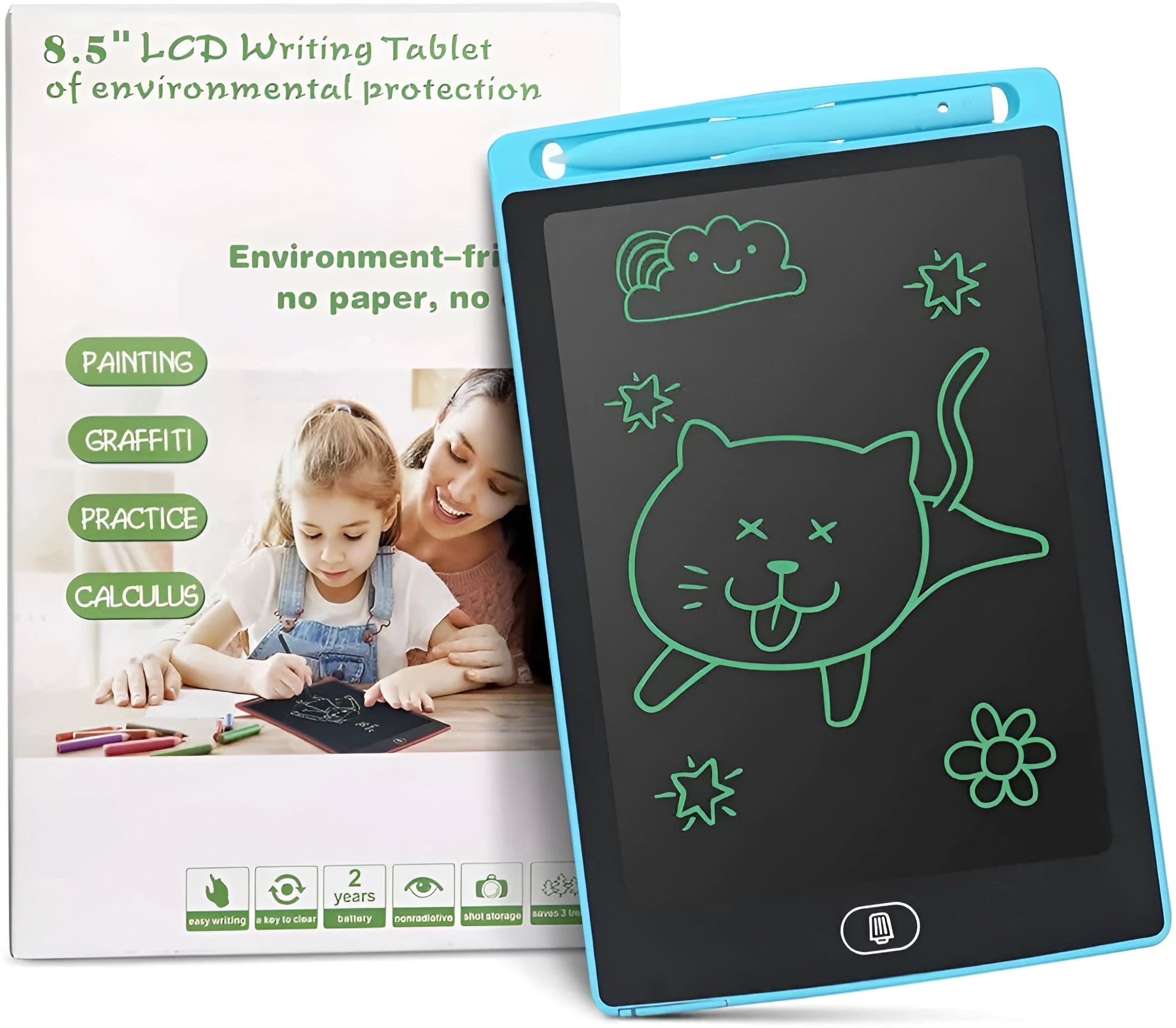 8.5” LCD Writing Tablet for Kids – Eye-Safe, Eco-Friendly Drawing Pad | Reusable Writing Board for Learning, Doodling & Practice | Best for Kids & Students