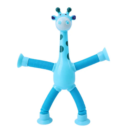 Pop Tube Giraffe Toy (4-Pack) | Stretchy Telescopic Suction Cup Fidget Toy for Kids | Travel & Airplane Essentials 🦒✨