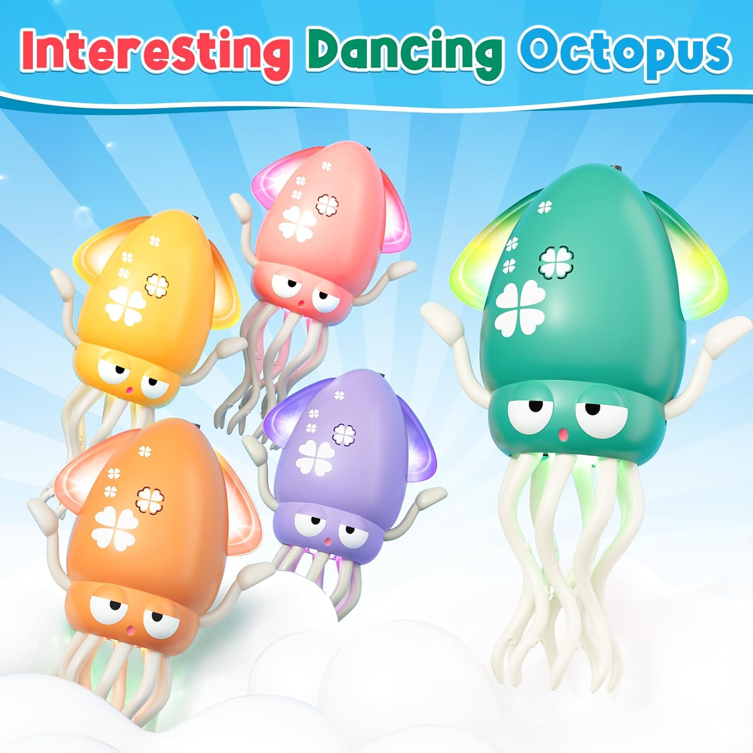 Dancing Octopus Baby Toy – Electric Crawling Squid with LED Lights & Music
