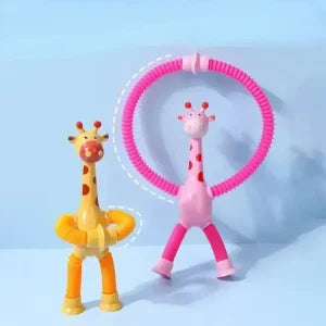 Pop Tube Giraffe Toy (4-Pack) | Stretchy Telescopic Suction Cup Fidget Toy for Kids | Travel & Airplane Essentials 🦒✨
