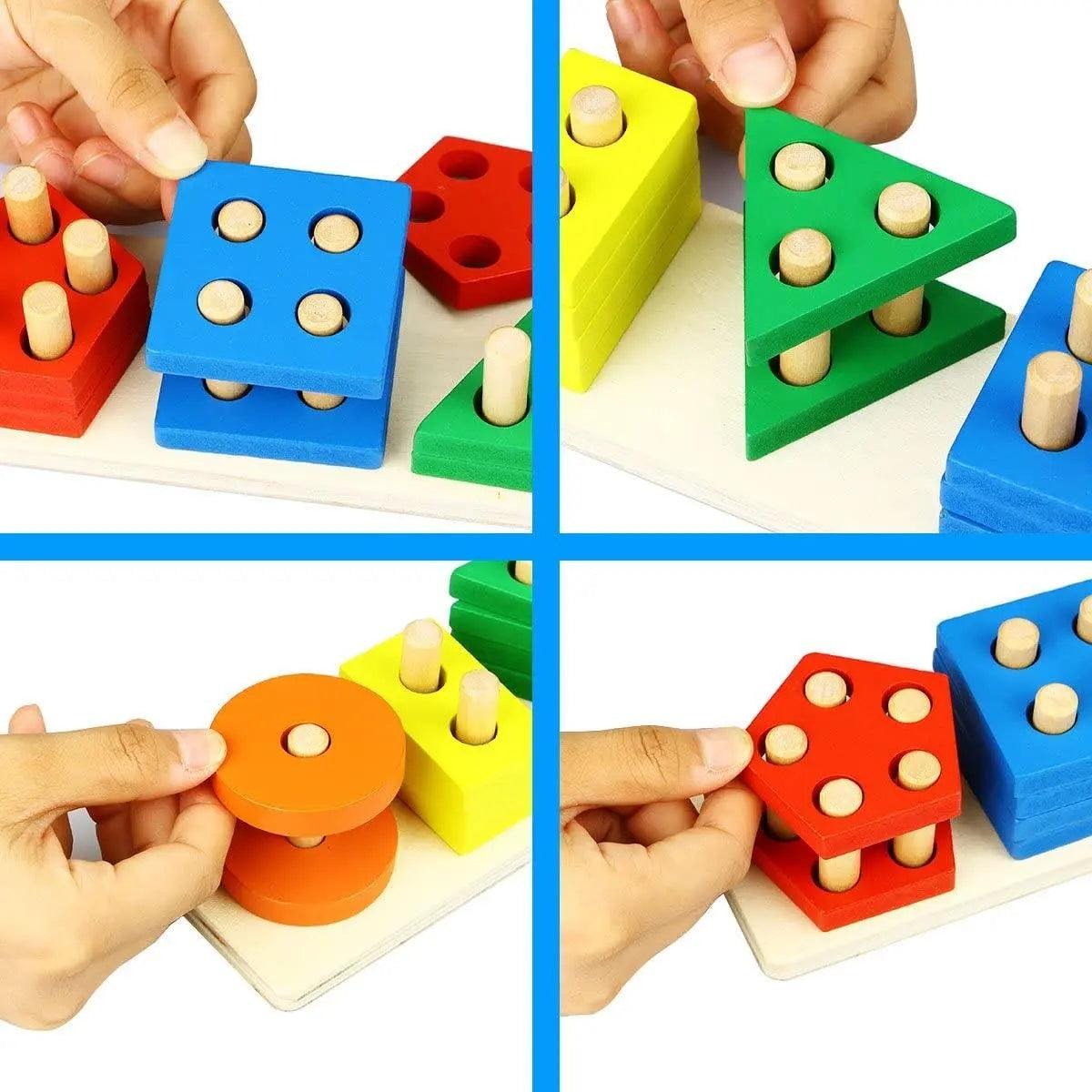 Color Sorting Wooden Shapes Toy – Learn, Play & Grow